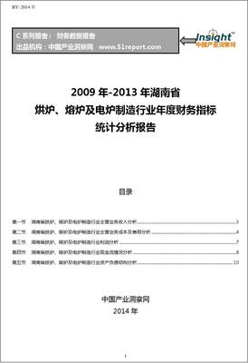 2009-2013年湖南省烘炉、熔炉及电炉制造行业财务指标分析年报